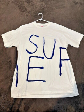 Supreme Stencil Tee White Short-Sleeve Graphic T-Shirt White & Blue